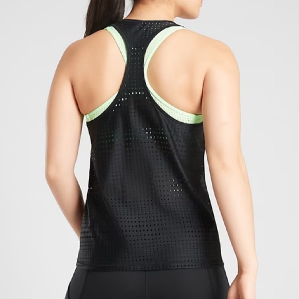 Athleta A Game Mesh Tank Top Black Size L - Picture 1 of 7